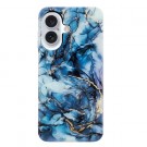 Fashion TPU Deksel for iPhone 16 Plus - blå Marmor thumbnail
