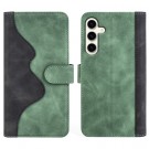 Lommebok deksel Stitching for Samsung Galaxy S24 5G grønn / svart thumbnail