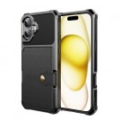 Hybrid TPU + PC Deksel med kortlomme iPhone 16 svart thumbnail