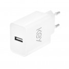 Key Power Delivery Vegglader med USB-A 15W - Hvit thumbnail