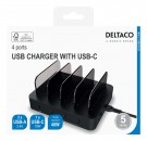 DELTACO Universell 4-Port USB Ladestasjon 40W - Svart thumbnail