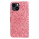 Lommebok deksel for iPhone 15 Sunflower rosa thumbnail