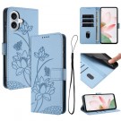 Lommebok deksel til iPhone 17 - Blå Blomster thumbnail