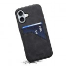 Denior TPU Deksel med PU-lær plass til kort iPhone 17 svart thumbnail