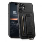 Suteni TPU Deksel med PU-lær plass til kort iPhone 16 - Svart thumbnail