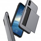 Hybrid TPU + PC Deksel plass til kort iPhone X/XS sølv thumbnail