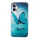 Fashion TPU Deksel for iPhone 16 - Blue Butterfly thumbnail