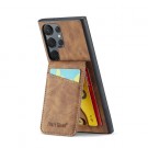 Fierre Shann TPU Deksel med PU-lær plass til kort Samsung Galaxy S24 Ultra 5G brun thumbnail