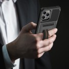 Hybrid TPU + PC Deksel med kortlomme iPhone 12/12 Pro svart thumbnail