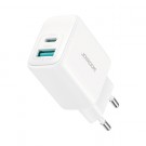 JOYROOM Vegglader USB-C og USB-A hurtiglader 20W - Hvit thumbnail