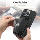 Suteni TPU Deksel med PU-lær plass til kort iPhone 16 Pro Max - Svart thumbnail