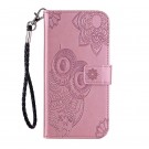 Lommebok deksel til iPhone XR - Owl mønster rosa thumbnail