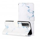 Lommebok deksel for Samsung Galaxy S21 5G hvit marmor thumbnail