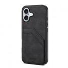 Denior TPU Deksel med PU-lær plass til kort iPhone 17 svart thumbnail
