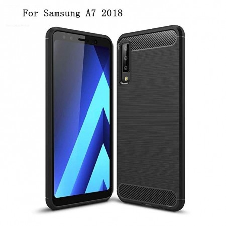 TPU Deksel Carbon Galaxy A7 (2018) svart