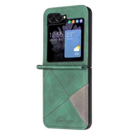 Binfen Lommebok deksel Stitching Samsung Galaxy Z Flip 8 5G - Grønn