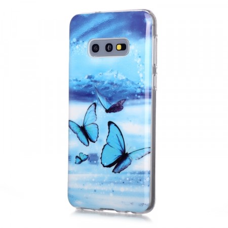 Fashion TPU Deksel Samsung Galaxy S10e - blue Butterfly