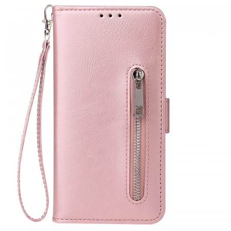 Lommebok deksel Multifunksjonell Zippered iPhone 12/12 Pro Roségull