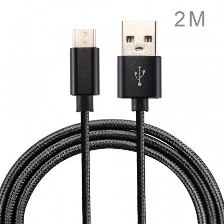 Universal 2M USB Type C kabel svart