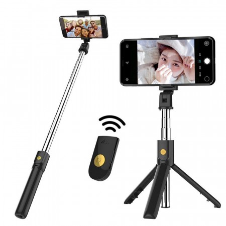 Selfiestang med Tripod og Bluetooth-fjernkontroll - Svart
