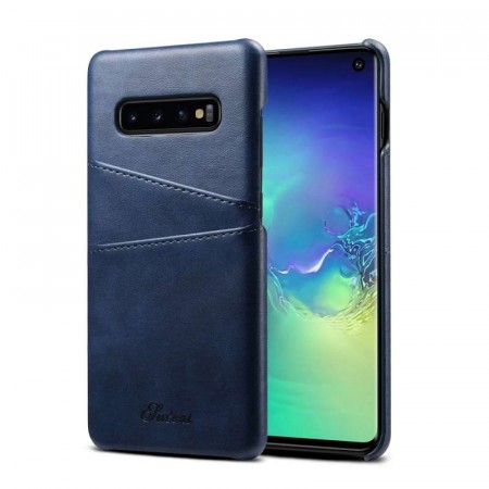 Lux TPU Deksel med PU-lær plass til kort Galaxy S10 mørk blå