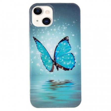 Fashion TPU Deksel for iPhone 14/13 - Blue Butterfly