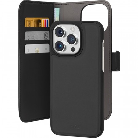 Puro 2-i-1 Magnetisk Lommebok-deksel iPhone 15 Pro svart