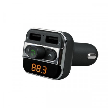 Bluetooth FM Transmitter og dobbel USB-billader - svart
