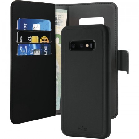 Puro 2-i-1 Magnetisk Lommebok-deksel Galaxy S10 Svart