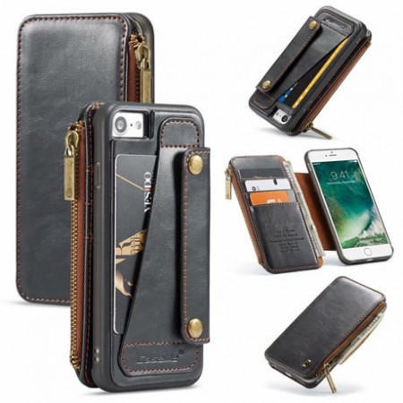 CaseMe 2-i-1 Lommebok deksel med knapp iPhone 7/8 svart