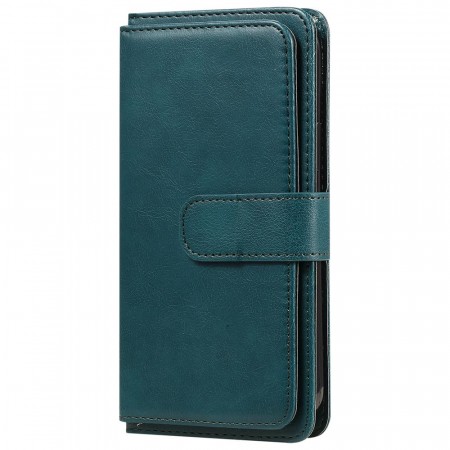 Lommebok-deksel plass til 10 stk kort for Samsung Galaxy S22 grønn