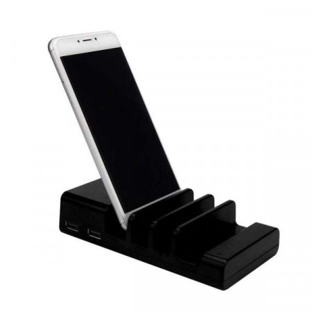 Universell 4-Port USB Ladestasjon - Svart