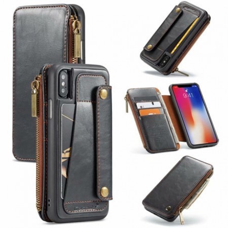 CaseMe 2-i-1 Lommebok deksel med knapp iPhone X/XS svart