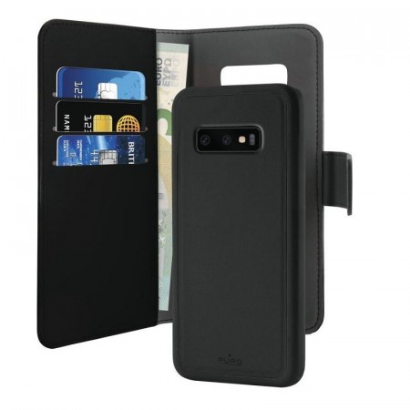 Puro 2-i-1 Magnetisk Lommebok-deksel Galaxy S10 Svart