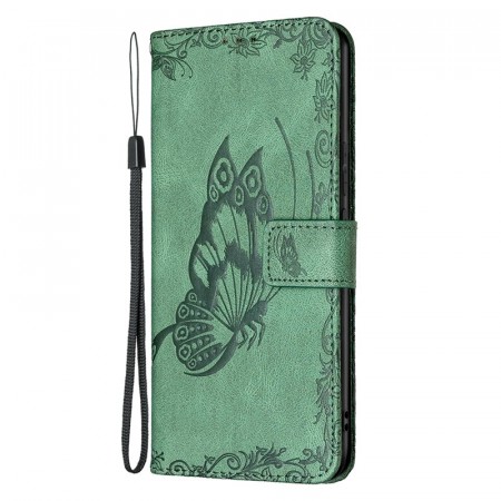 Lommebok deksel til Samsung Galaxy S21 FE - grønn Butterfly
