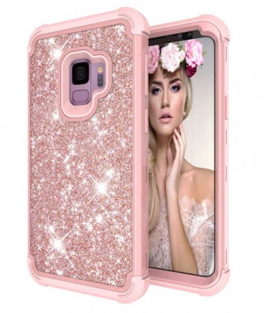 Armor TPU Deksel Bling Glitter Samsung Galaxy S9 - rosa