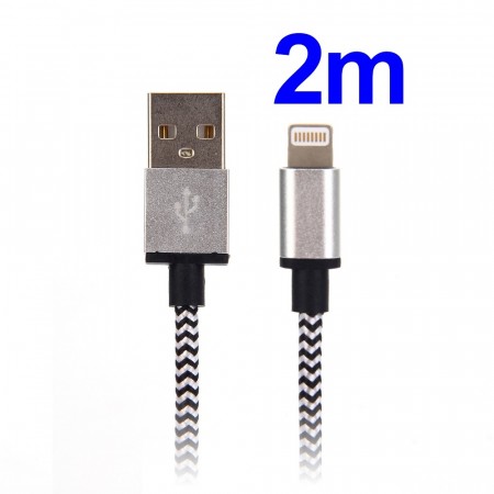 Universal 2M 8 Pin Lightning kabel iPhone 10W svart og hvit