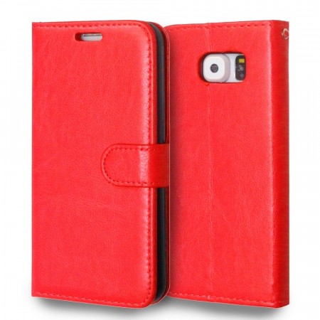 Lommebok deksel for Samsung Galaxy S6 Edge rød