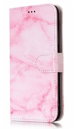 Lommebok deksel for iPhone X/XS rosa marmor