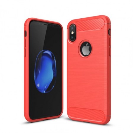 TPU Deksel Carbon iPhone X/XS rød