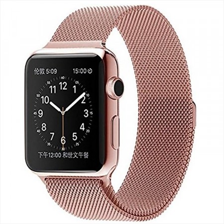 Klokkereim stål Milanese Apple Watch 42/44/45/49mm - Roségull