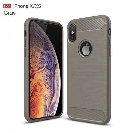 TPU Deksel Carbon iPhone X/XS grå