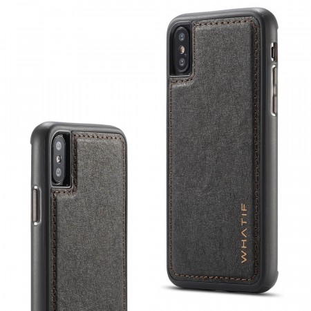 WHATIF TPU Deksel med PU-lær iPhone X/XS svart
