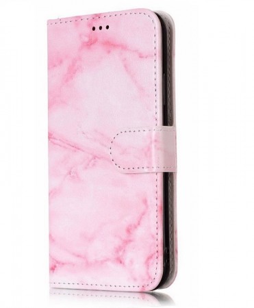 Lommebok deksel for iPhone X/XS rosa marmor