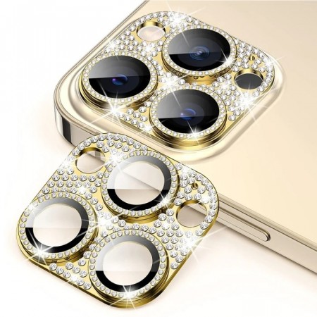 Enkay Hat-Prince glitter Kamerabeskyttelse Aluminium+Herdet Glass iPhone 15 Pro Max / 15 Pro Gull 