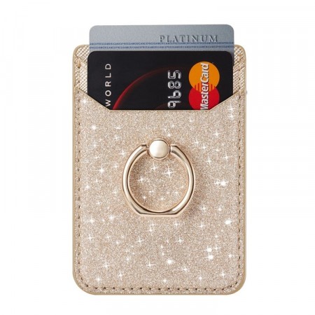 Kortholder med ringholder og RFID-beskyttelse - Gull glitter