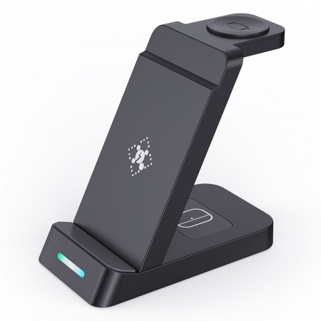 Trådløs Ladestasjon 3-i-1 iPhone / iWatch / Airpods - Svart