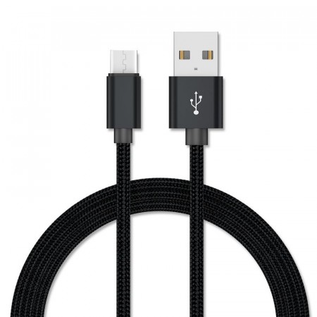 Universal 1M Micro USB kabel 3A Android svart