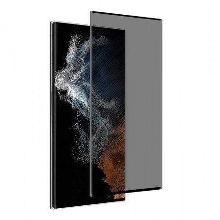 Privacy Herdet glass skjermbeskytter 3D heldekkende Galaxy S22 Ultra 5G svart kant