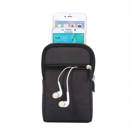 Denim sport bag med 3 lommer for mobil svart